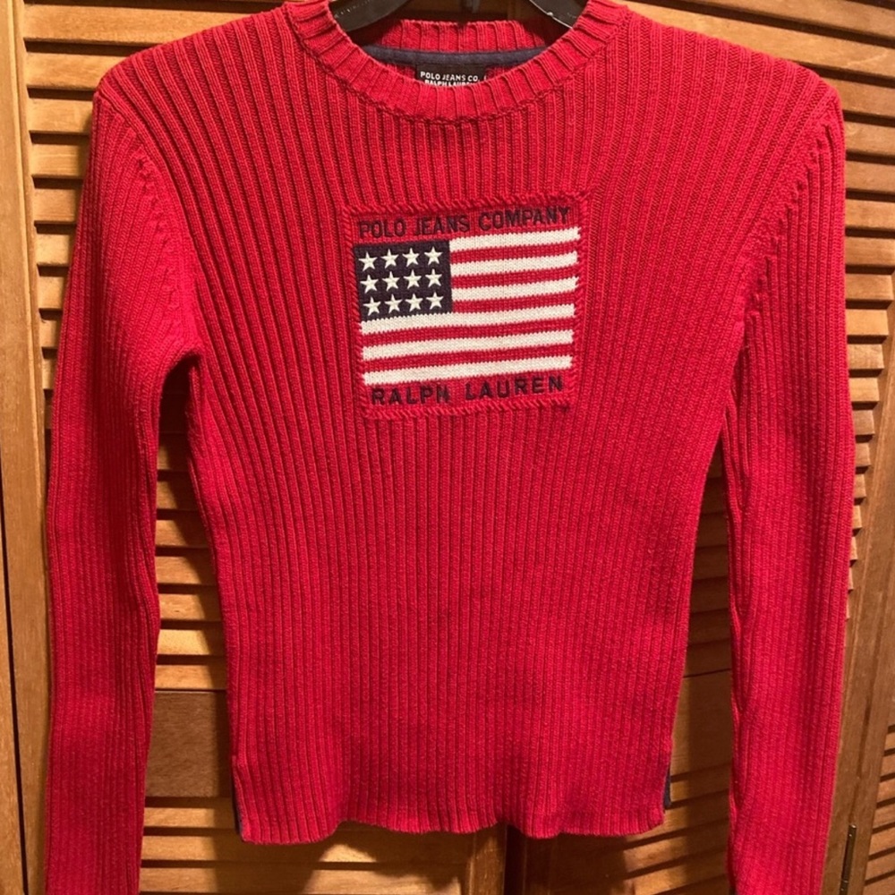Vintage Polo Ralph Lauren Red Flag Sweater
